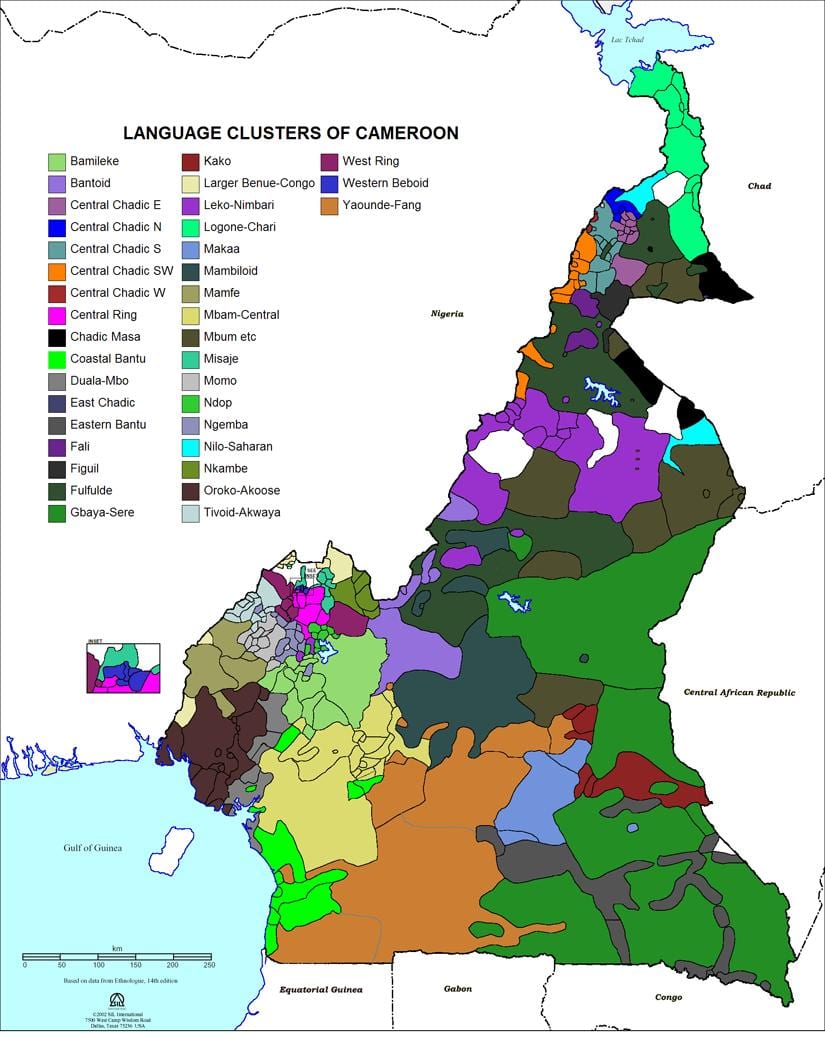 Térkép Kamerun nyelv