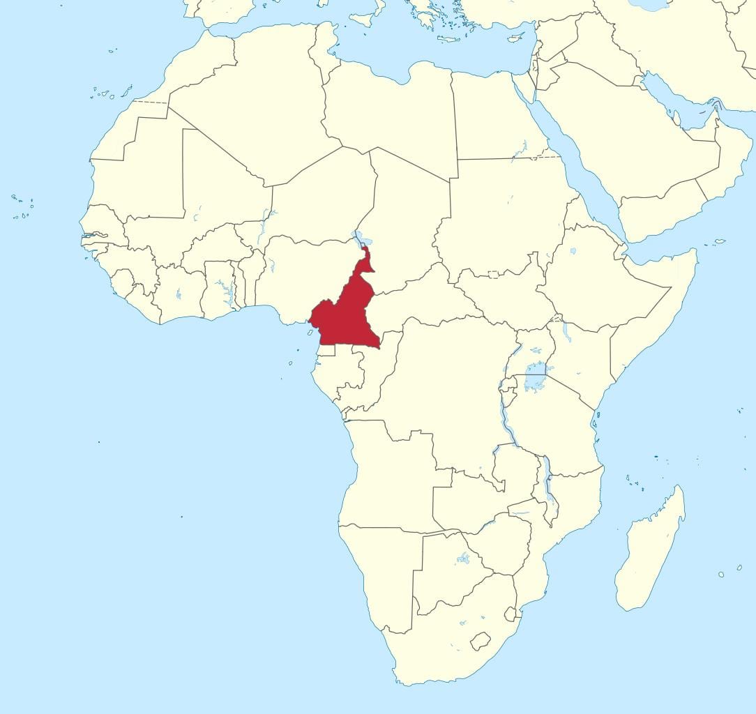Térkép nyugat-afrikai Kamerunban