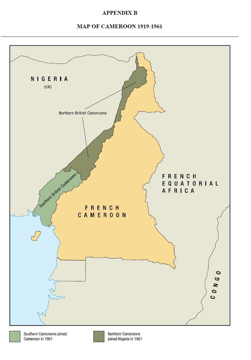Térkép uno állam Kamerun